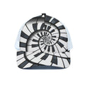 Spiral Piano Keyboard Print White Mesh Trucker Hat