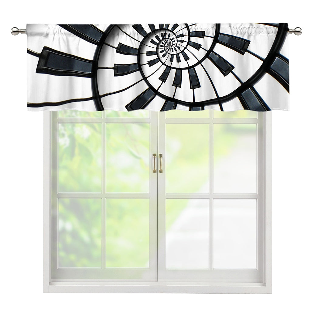 Spiral Piano Keyboard Print Window Valance