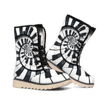 Spiral Piano Keyboard Print Winter Boots