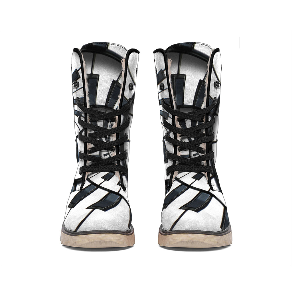 Spiral Piano Keyboard Print Winter Boots