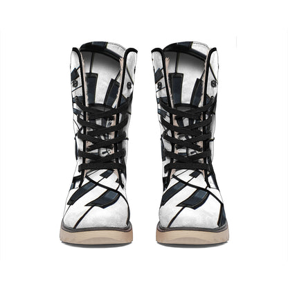 Spiral Piano Keyboard Print Winter Boots
