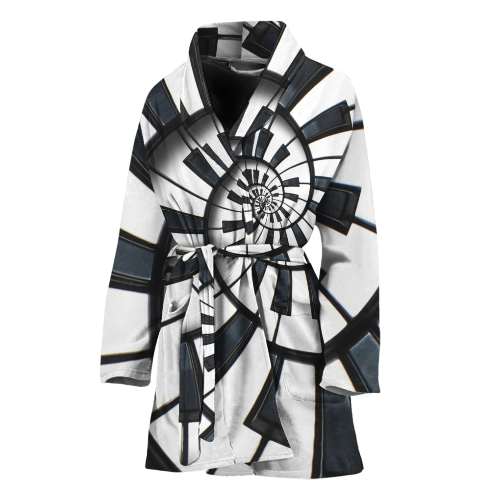 Spiral Piano Keyboard Print Women's Bathrobe