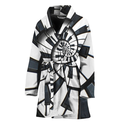 Spiral Piano Keyboard Print Women's Bathrobe