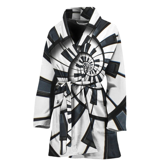 Spiral Piano Keyboard Print Women's Bathrobe