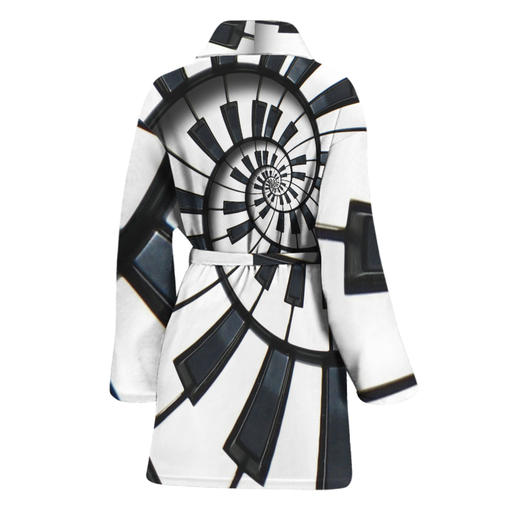 Spiral Piano Keyboard Print Women's Bathrobe