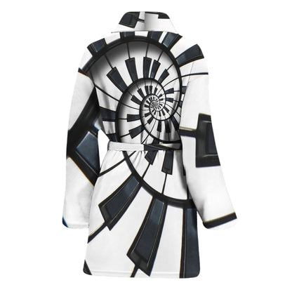 Spiral Piano Keyboard Print Women's Bathrobe