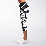 Spiral Piano Keyboard Print Women's Capri Leggings