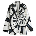 Spiral Piano Keyboard Print Women's Cotton Blazer