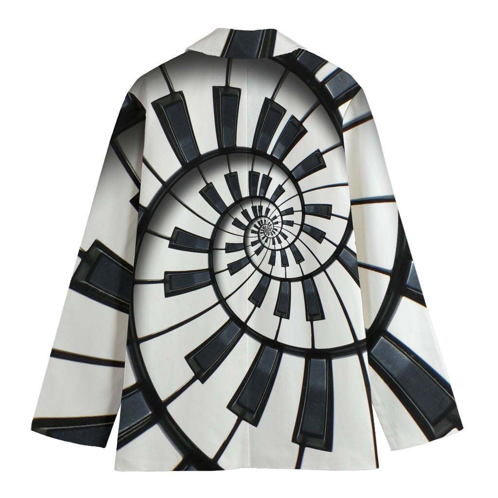Spiral Piano Keyboard Print Women's Cotton Blazer