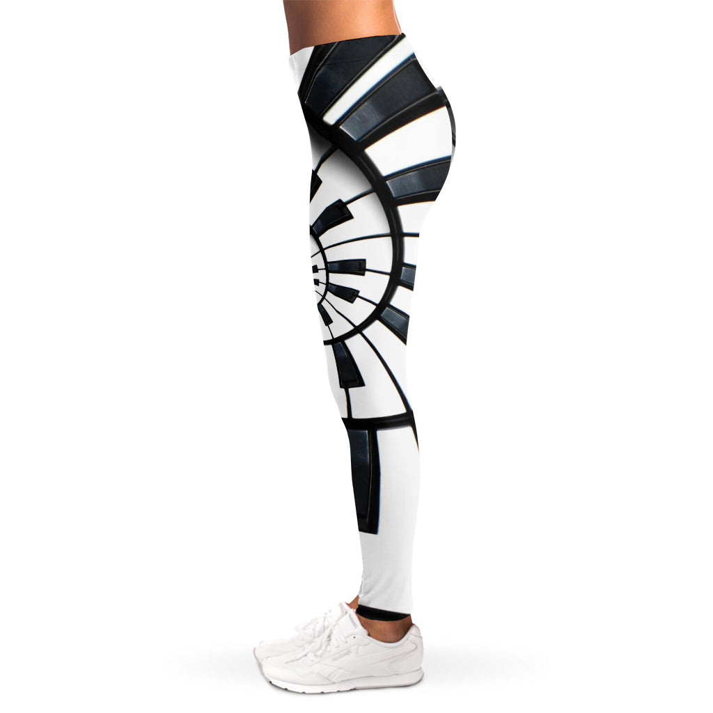 Spiral Piano Keyboard Print Women's Leggings