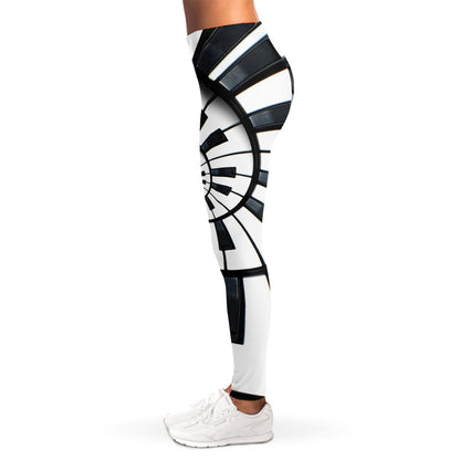 Spiral Piano Keyboard Print Women's Leggings