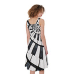 Spiral Piano Keyboard Print Women's Sleeveless Dress