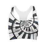 Spiral Piano Keyboard Print Women's Sports Bra