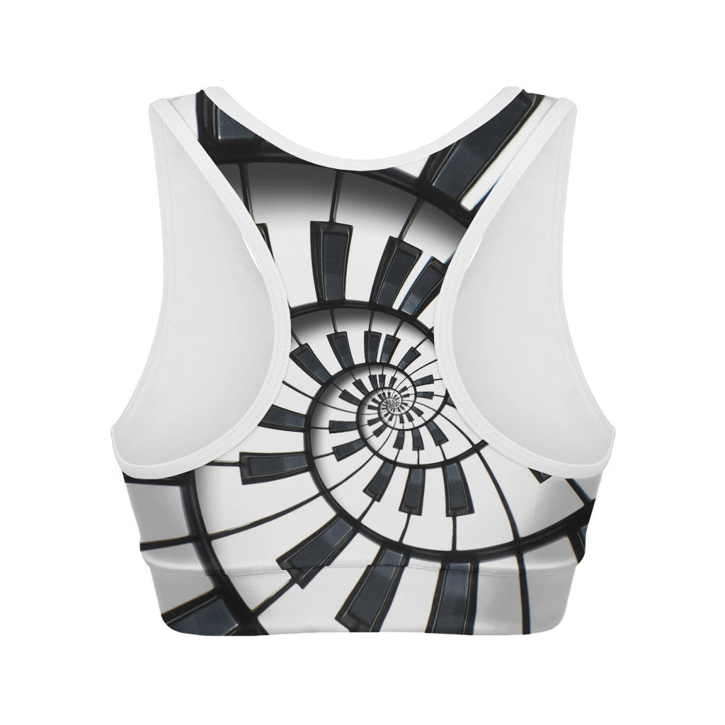 Spiral Piano Keyboard Print Women's Sports Bra