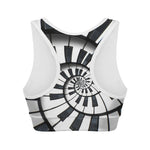 Spiral Piano Keyboard Print Women's Sports Bra