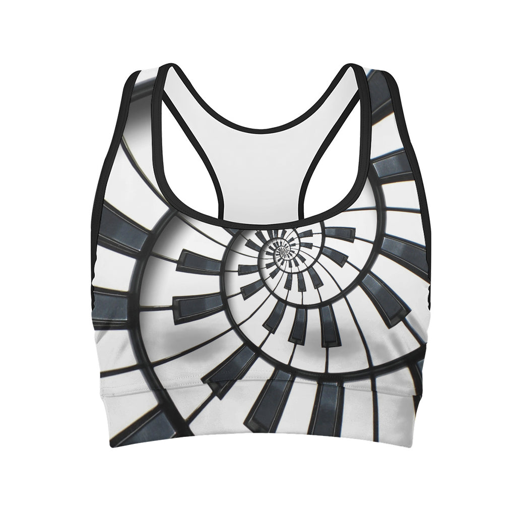 Spiral Piano Keyboard Print Women's Sports Bra