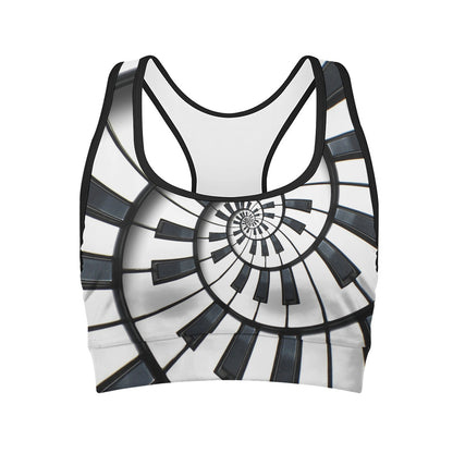 Spiral Piano Keyboard Print Women's Sports Bra