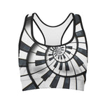 Spiral Piano Keyboard Print Women's Sports Bra