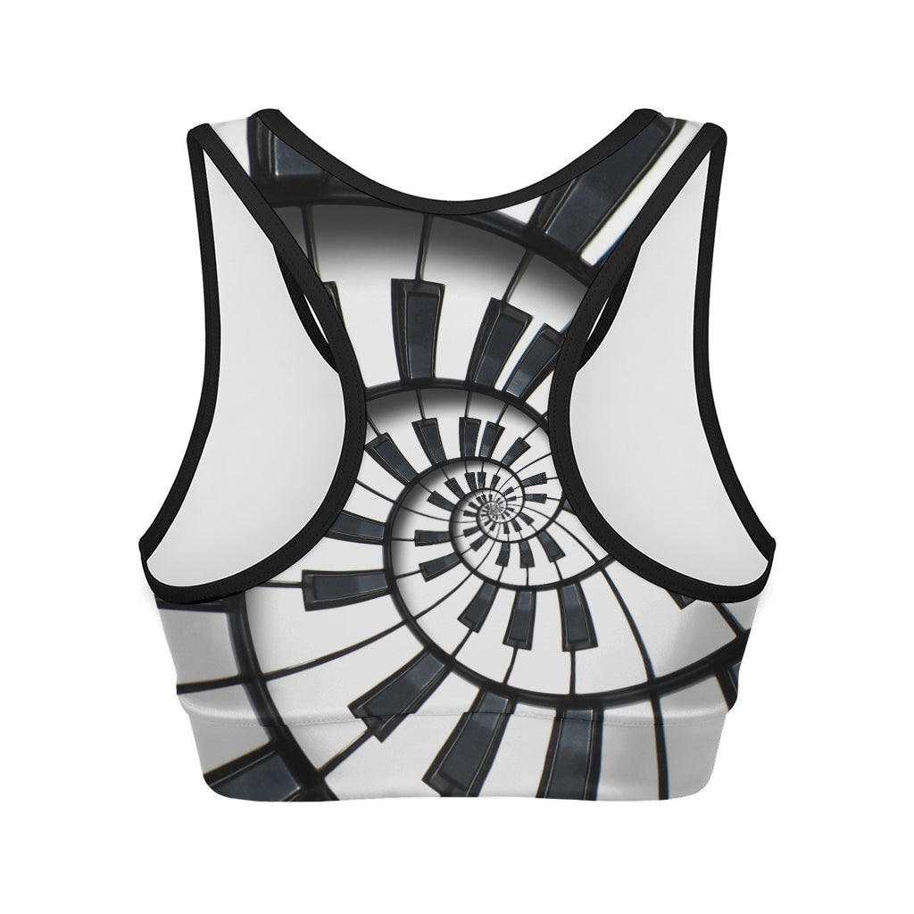 Spiral Piano Keyboard Print Women's Sports Bra