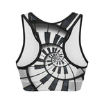 Spiral Piano Keyboard Print Women's Sports Bra