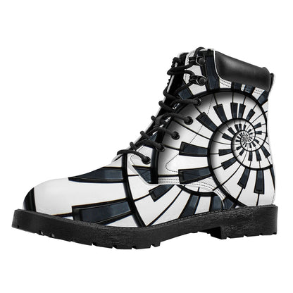 Spiral Piano Keyboard Print Work Boots