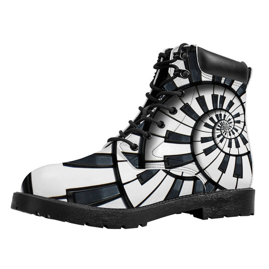 Spiral Piano Keyboard Print Work Boots