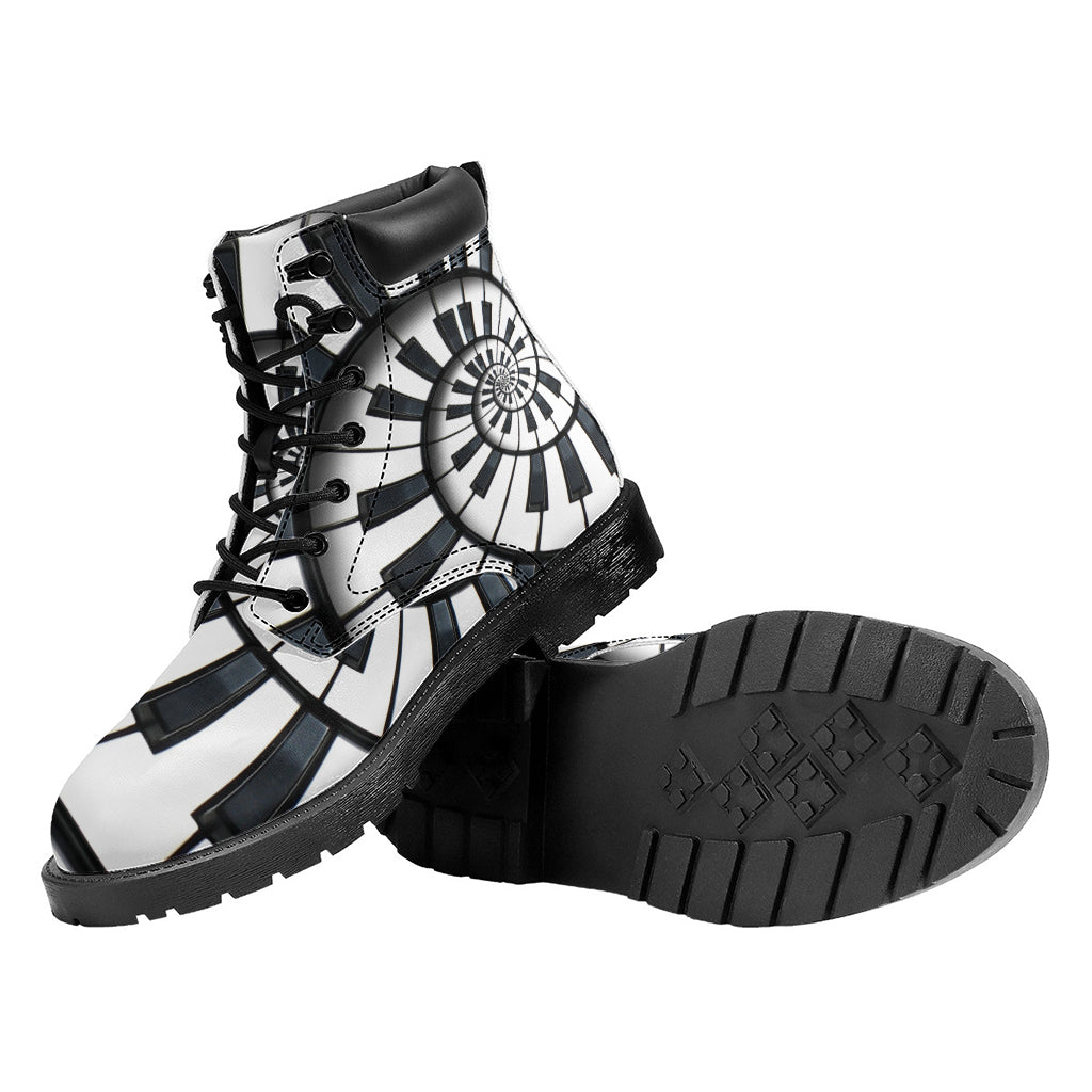 Spiral Piano Keyboard Print Work Boots