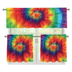 Spiral Tie Dye Print 3 Piece Kitchen Curtains