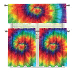 Spiral Tie Dye Print 3 Piece Kitchen Curtains