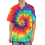 Spiral Tie Dye Print Aloha Shirt
