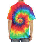 Spiral Tie Dye Print Aloha Shirt