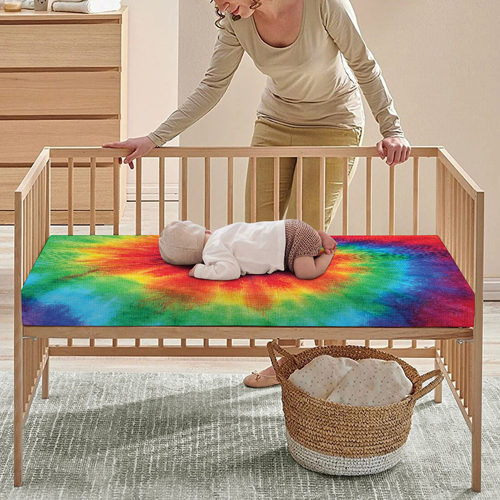 Spiral Tie Dye Print Baby Crib Sheet
