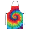 Spiral Tie Dye Print Bib Apron With Pocket