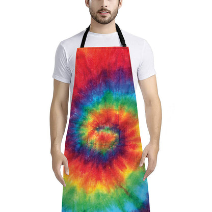 Spiral Tie Dye Print Bib Apron With Pocket