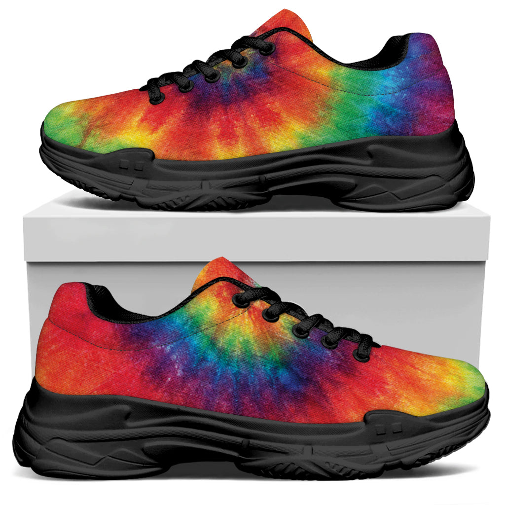 Spiral Tie Dye Print Black Chunky Shoes