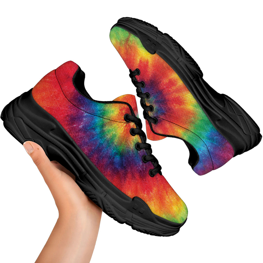 Spiral Tie Dye Print Black Chunky Shoes