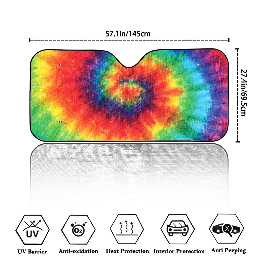 Spiral Tie Dye Print Car Windshield Sun Shade