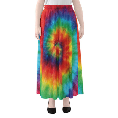 Spiral Tie Dye Print Chiffon Maxi Skirt