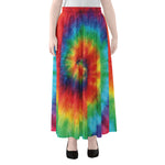 Spiral Tie Dye Print Chiffon Maxi Skirt