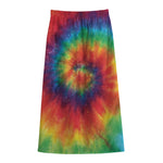 Spiral Tie Dye Print Cotton Front Slit Maxi Skirt