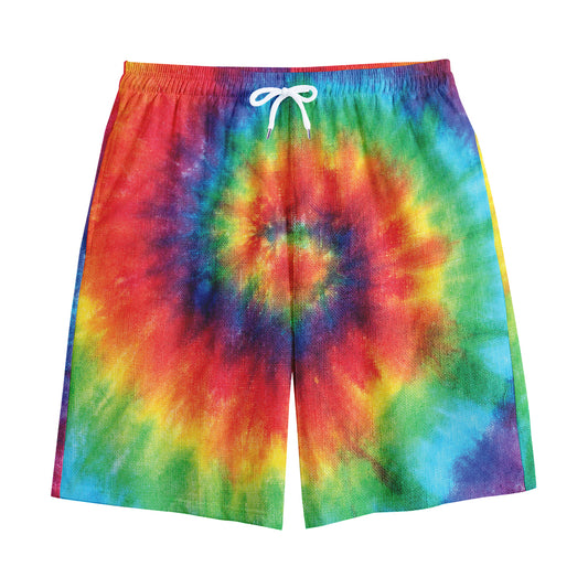 Spiral Tie Dye Print Cotton Shorts