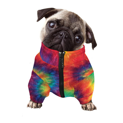 Spiral Tie Dye Print Dog Zip Up Jacket