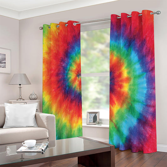 Spiral Tie Dye Print Extra Wide Grommet Curtains