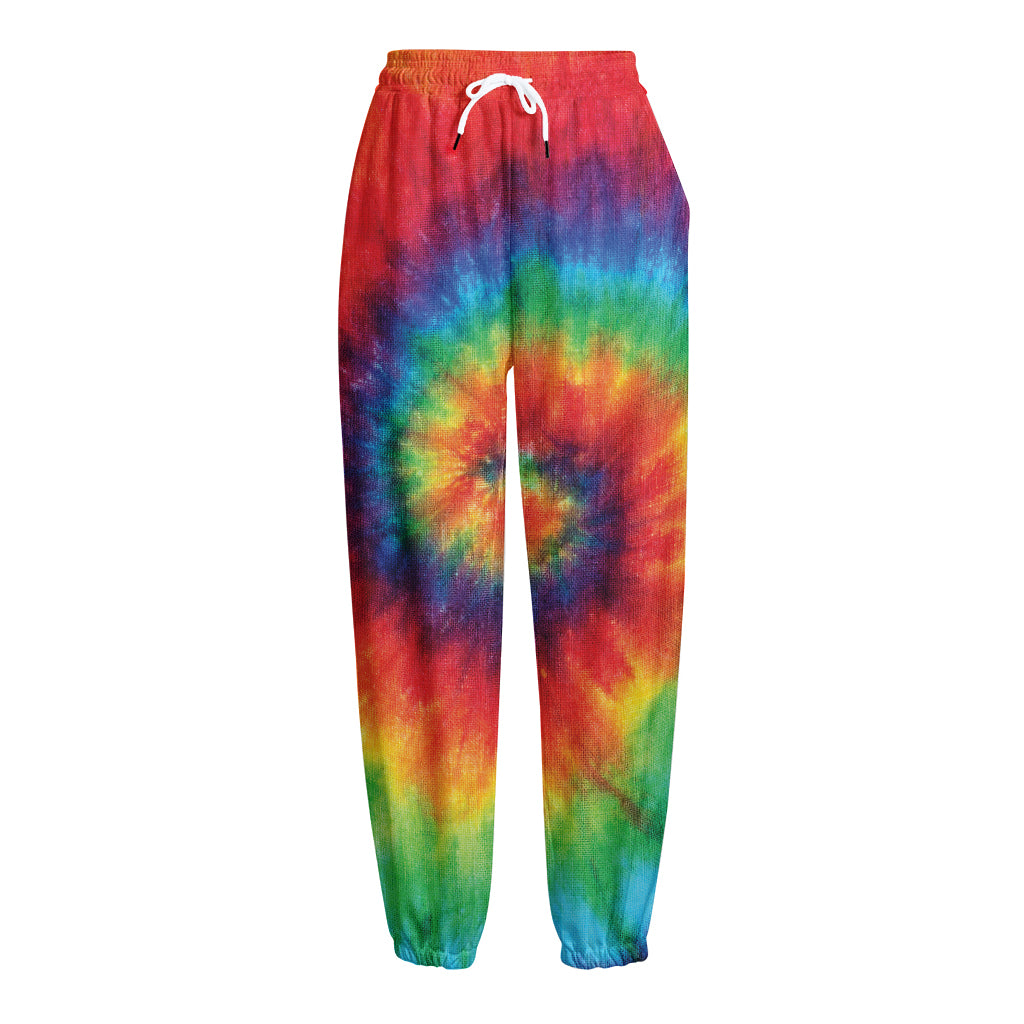 Spiral Tie Dye Print Fleece Lined Knit Pants