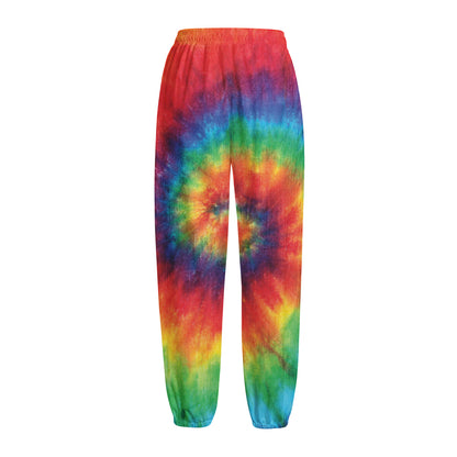 Spiral Tie Dye Print Fleece Lined Knit Pants