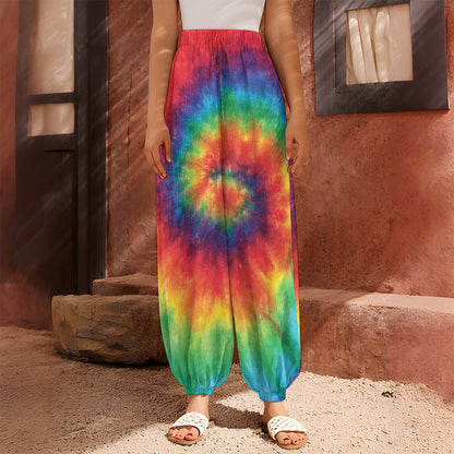 Spiral Tie Dye Print Harem Pants
