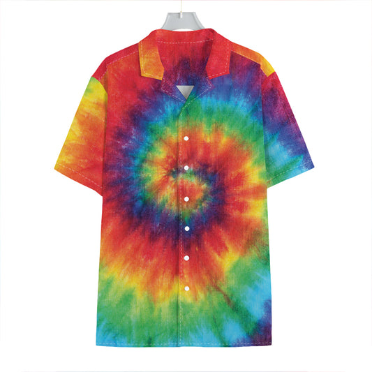 Spiral Tie Dye Print Hawaiian Shirt