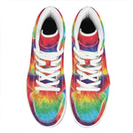 Spiral Tie Dye Print High Top Leather Sneakers