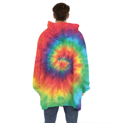 Spiral Tie Dye Print Hoodie Blanket