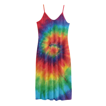 Spiral Tie Dye Print Jersey Midi Cami Dress